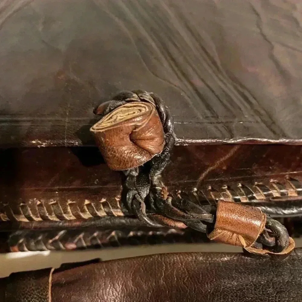 Handmade unsex brown leather briefcase bag